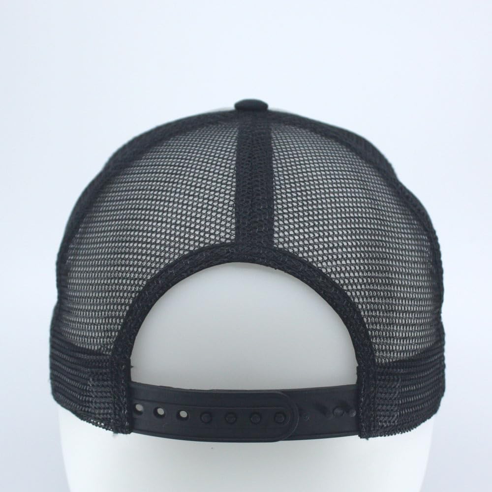 The Vintage Year Plain Cotton Structured Mesh Adjustable Trucker Sports Baseball Cap (Quilt Black/Gray/Black) - Image 6