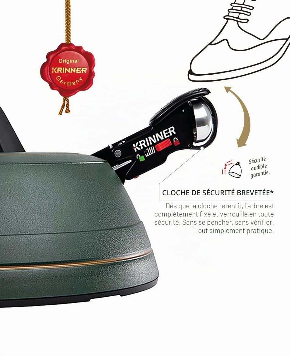 Krinner Ultra Grip L Support de Sapin de Noël avec pédale à Corde, Cloche de sécurité et réservoir d'eau de 3,7 l pour Hauteur d'arbre jusqu'à 2,7 m, en Plastique et métal, Vert, 37 cm