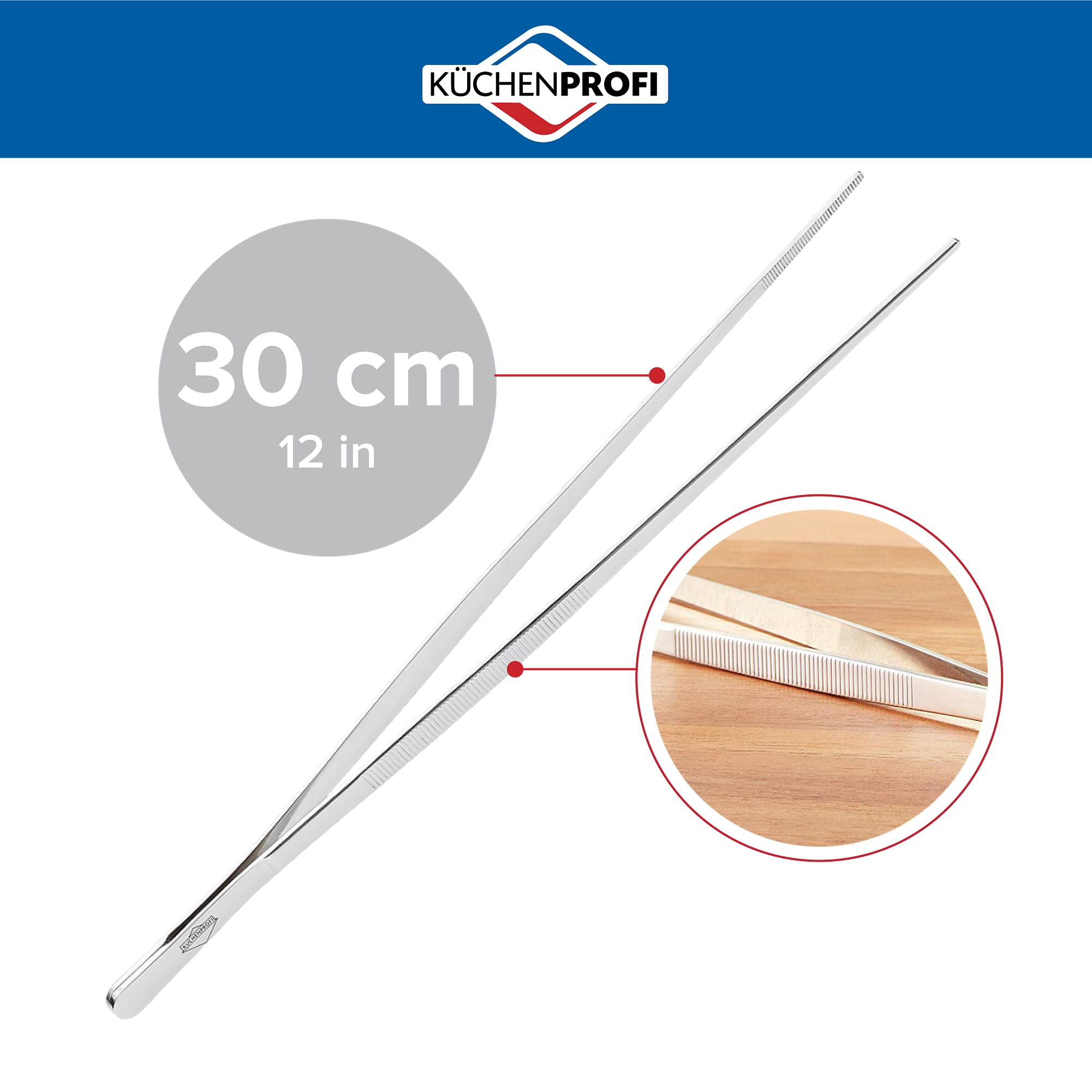 Küchenprofi Pinzette da 30,5 cm in acciaio inox 18/10, confezione da 3