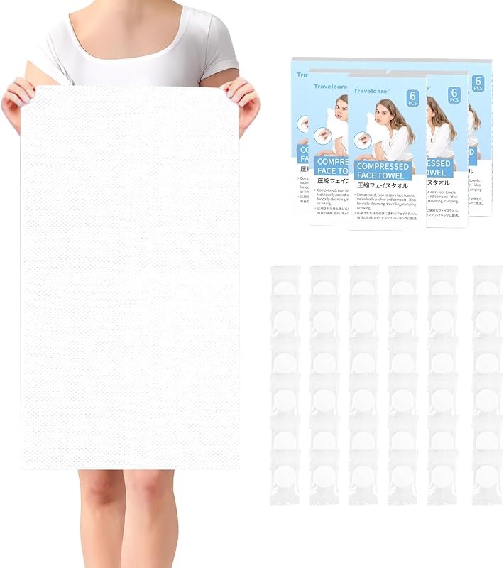 Toalhas comprimidas descartáveis Travelcare, 30,23 cm x 54,1 cm, 36 pacotes