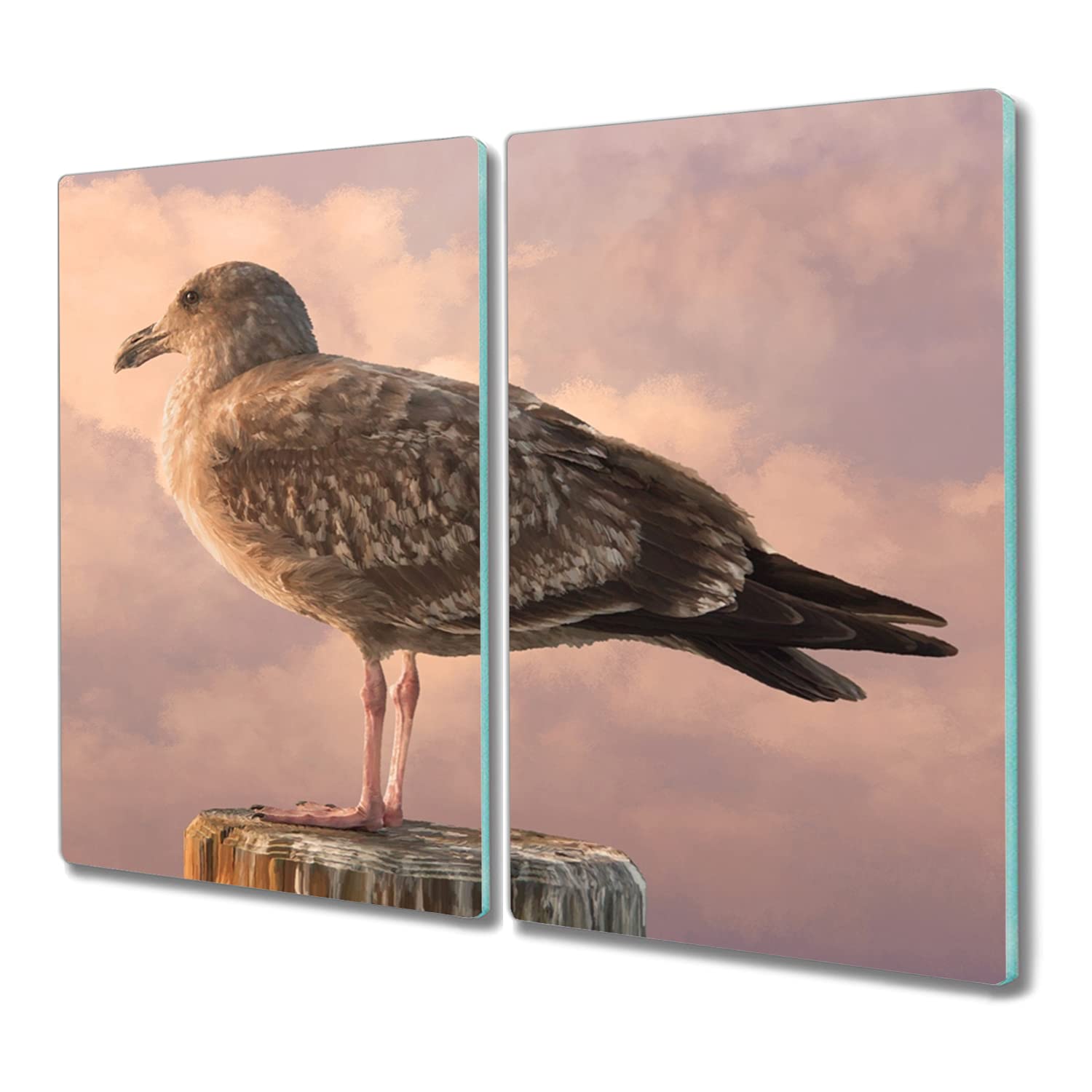Lot 2 Planches Cuisine Verre Flamant Rose Tableau Abstrait 40x52 Cm Coloray