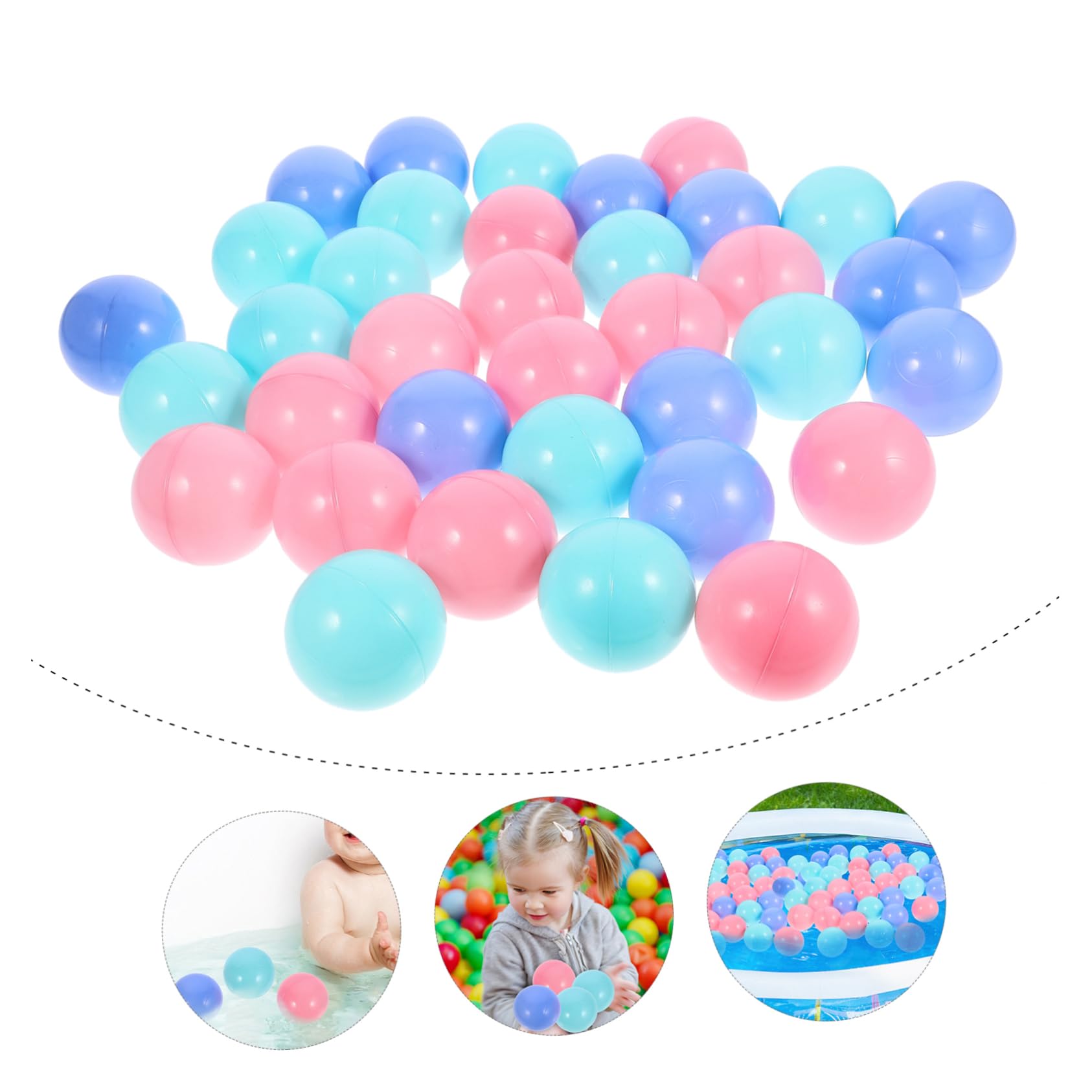Abaodam 100 Bolas de Piscina de Plástico Coloridas para Niños Diseño Redondo, Duraderas y Estables, Ideales para Juegos de Rolling y Pits