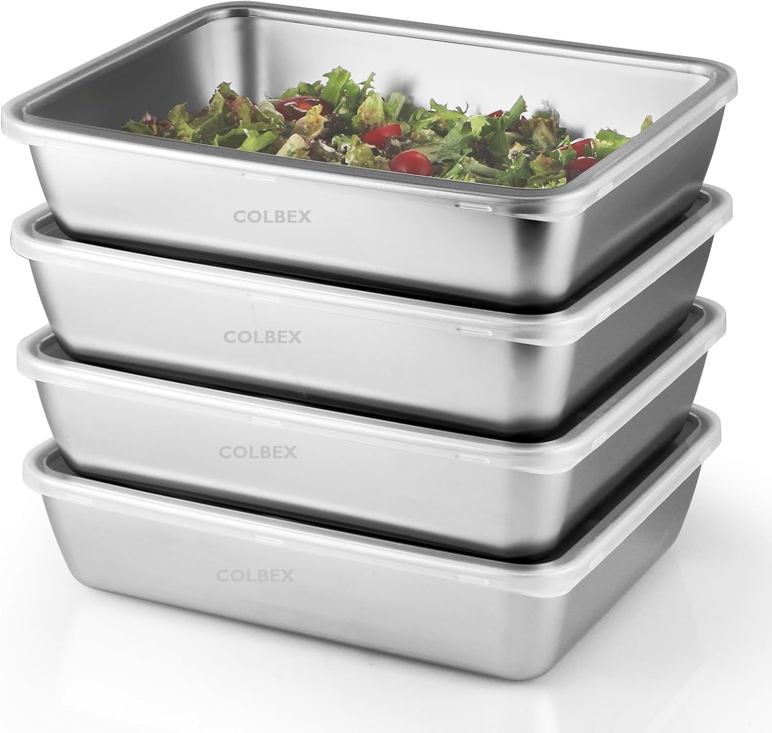 Honbuty 2000ML Stainless Steel Food Storage Container with Transparent Lid |Food Serving and bakingTray for Kitchen, Microwave, Freezer, Dishwasher Safe (Silver, Rectangle) (4) - Image 9 thumbnail
