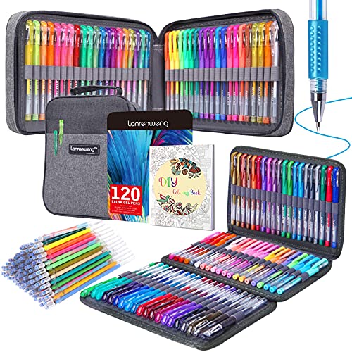 240 Pack Set 120 Colored Gel Pen With 120 Refills, Fine Tip Glitter Gel Pens For Kids Adults Coloring Books Drawing Crafts Scrapbooks Bullet Journaling #TOP21