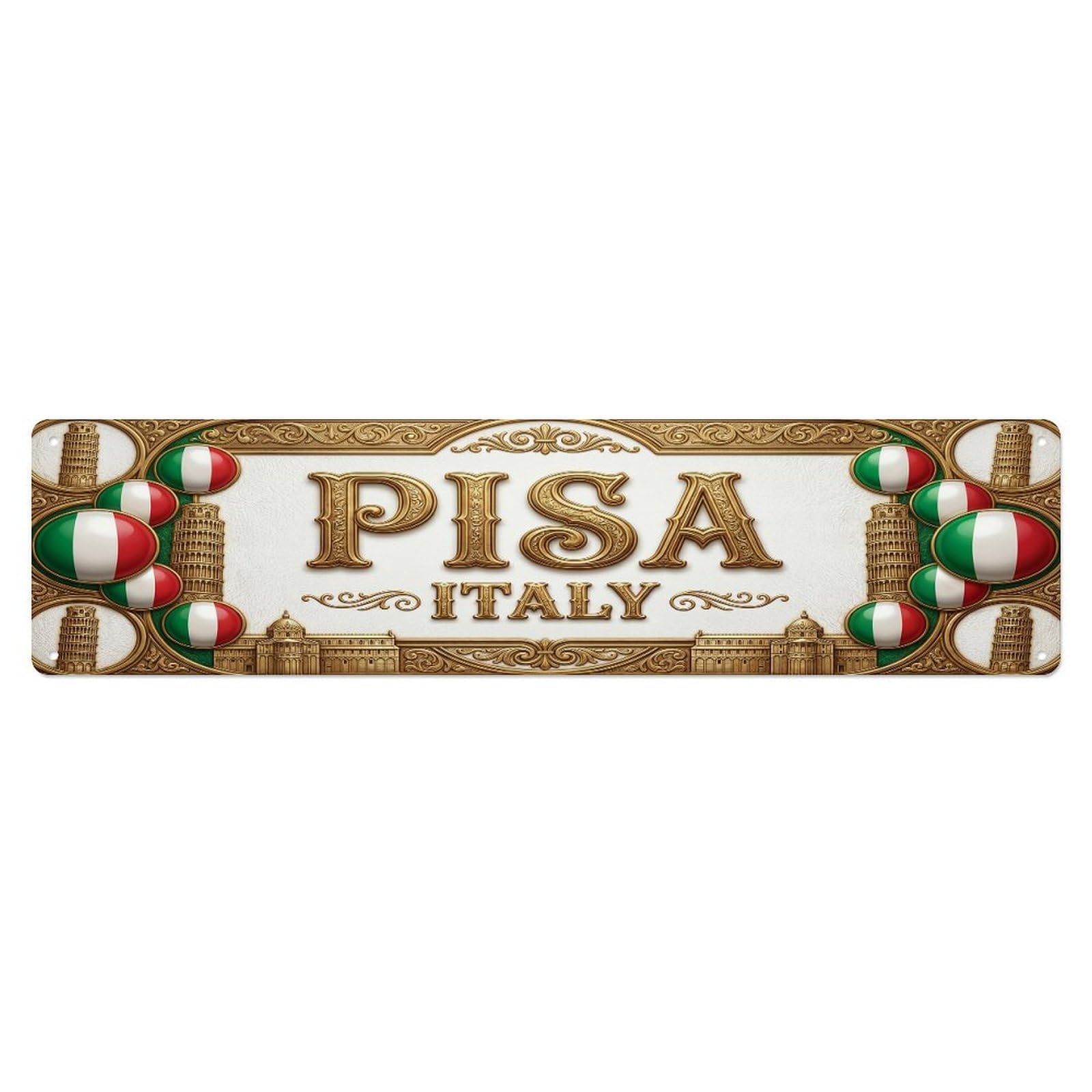 Vintage Pisa Italy Flag Pattern Metal Tin Sign