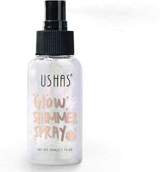 Body Glitter Spray, Body Shimmer Spray Quick Drying Body Glow Shimmer Long-Lasting Shiny Glitter for Women Men for Party, Concert 2.6 Fl Oz. Silver White