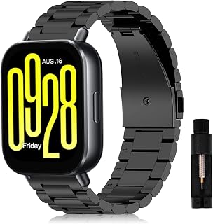 [AiMaoo] バンド シャオミ(Xiaomi) Redmi Watch 5 Active/5 Lite/S5 対応 交換バンド 金属ベルト サイズ調整可能 ビジネス風 ステンレス おしゃれ 調整工具付き Redmi Watch 5 Active/5 Lite/S5 用 (ブラック)