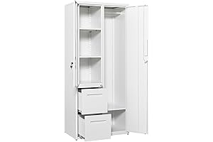 67" Metal Wardrobe Closet Cabinet with Locking Doors for Multiple Occasions