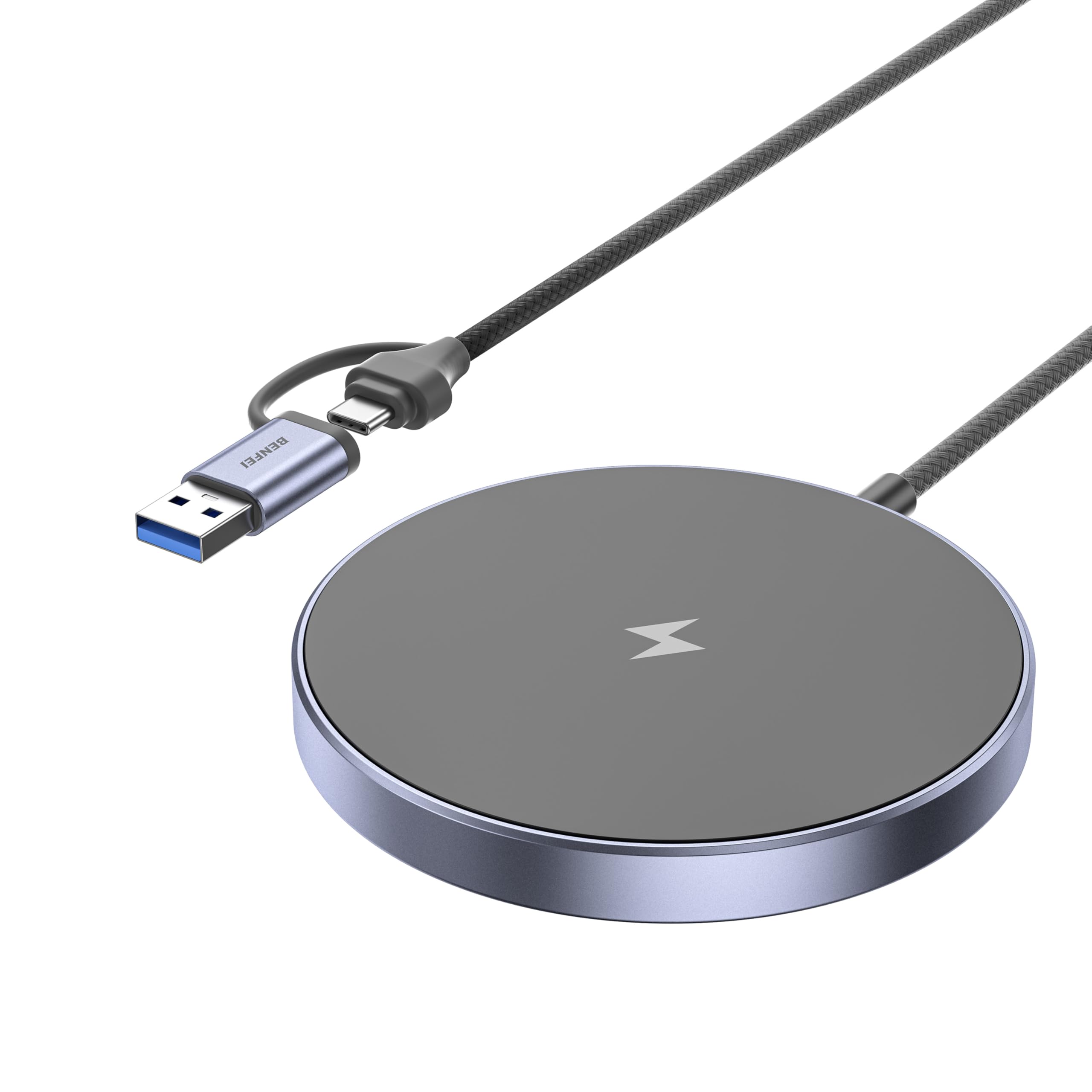 BENFEI MagGo magnetisches kabelloses Ladegerät (Pad) – MagSafe kompatibel, 15W Schnellladegerät