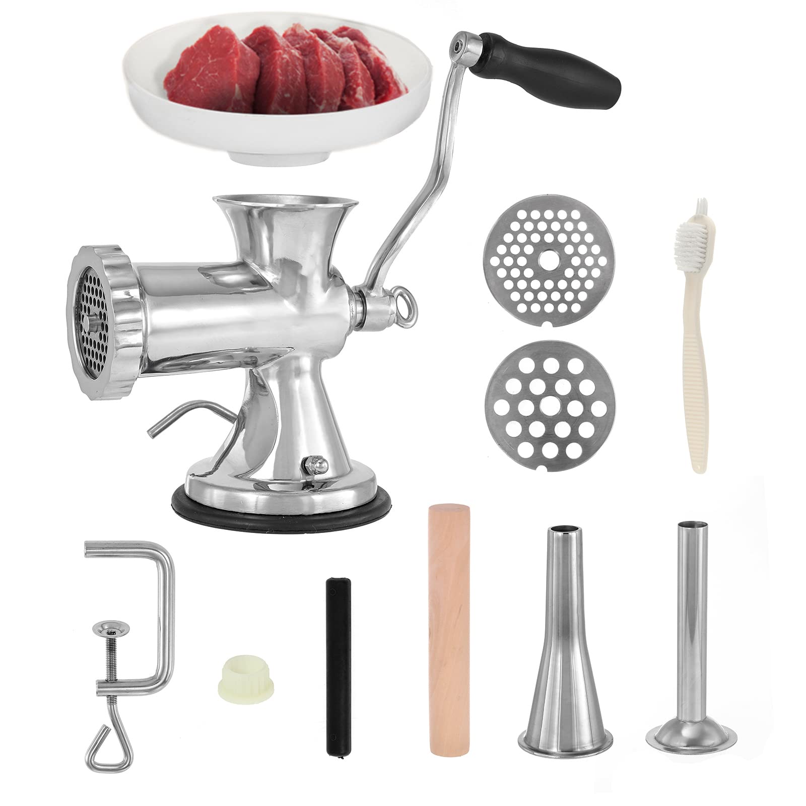 Dyna-Living Manual Meat Grinder Stainless Steel Hand Meat Grinder Sausage Filling Stuffer Household 