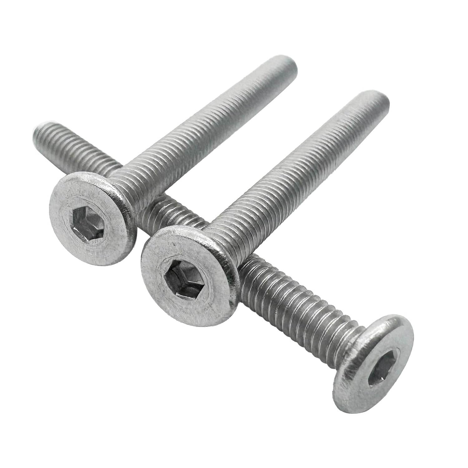 50pcs Low Flat Head Allen Cap Ultra Thin Hex Socket Screw Bolt, 304 Stainless Steel, Fully Threaded (M4-0.7mm x12mm)