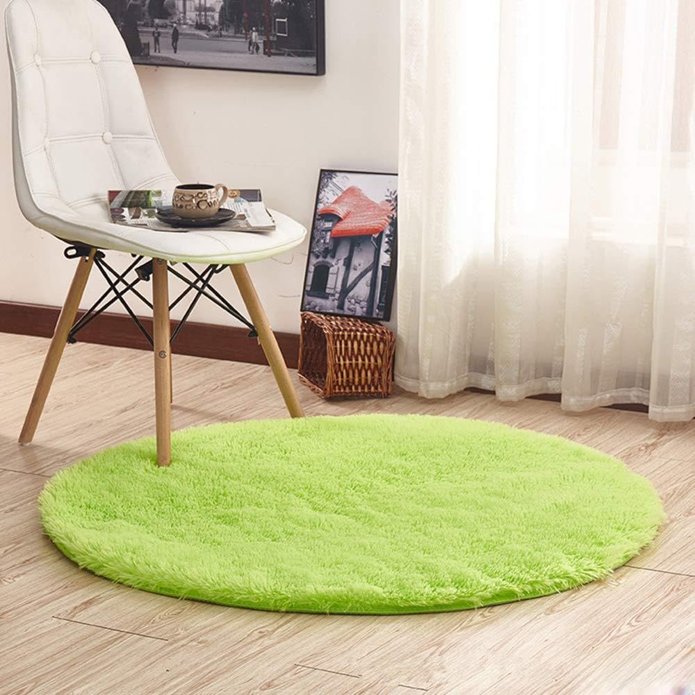 Alfombra redonda de terciopelo para dormitorio con textura suave JvFbjLF interior