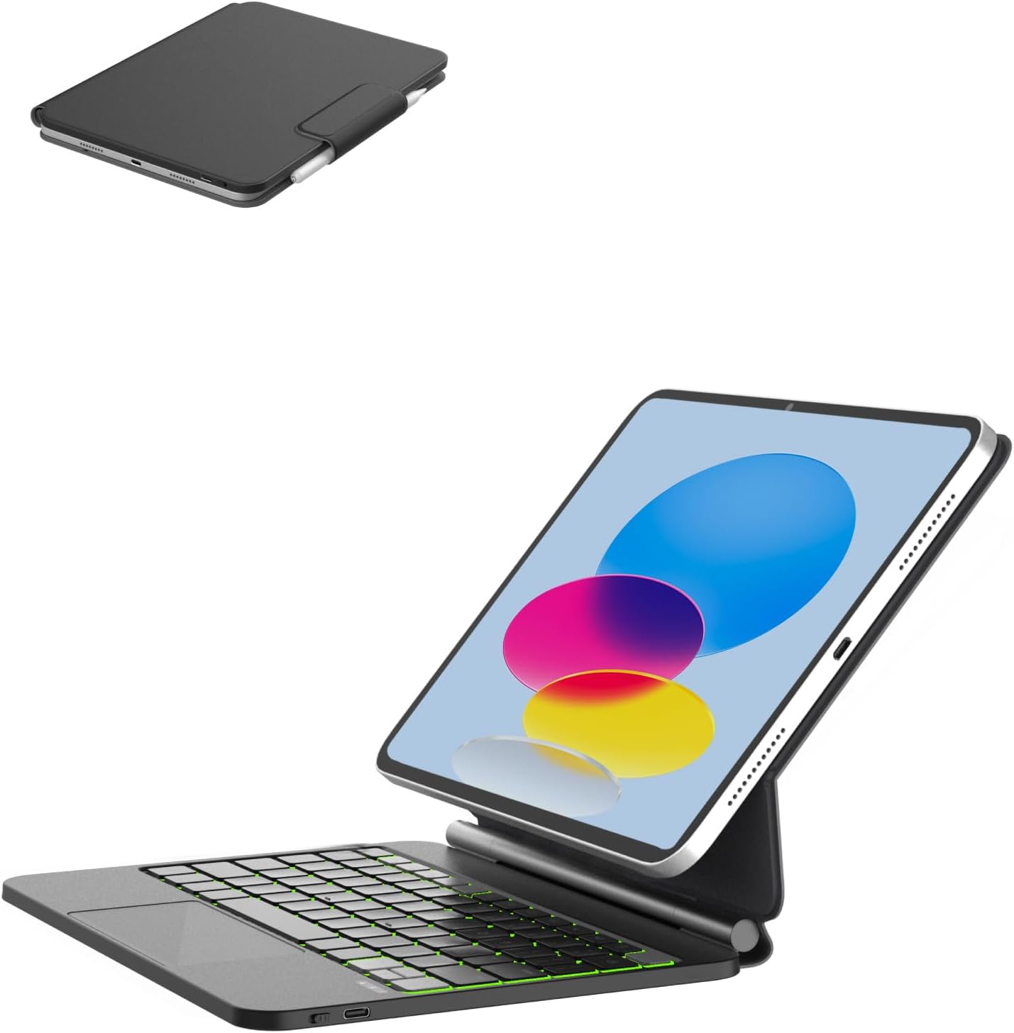 EIP Hyperkeys Keyboard for iPad 11th (A16) 2025 / 10th 2022 Generation, Magic Keyboard with Customizable Shortcuts, Full-Area Control Trackpad, Pen Sleeve, Cantilever Stand, 7-Color Backlight