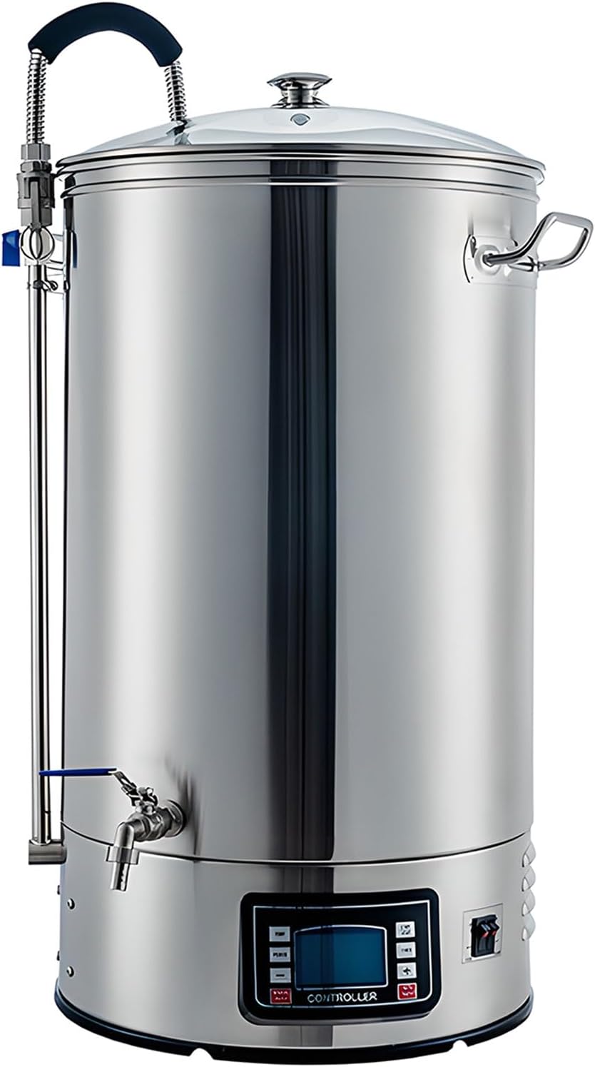 Electric Brewing Systems.Beer Brewer W/auto/Manual-Mode Panel,Mash Boil Device 2500W Power 25-100℃ Temp 1-180Min Timer Circulating Pump Recipe (Basic Model 30L)