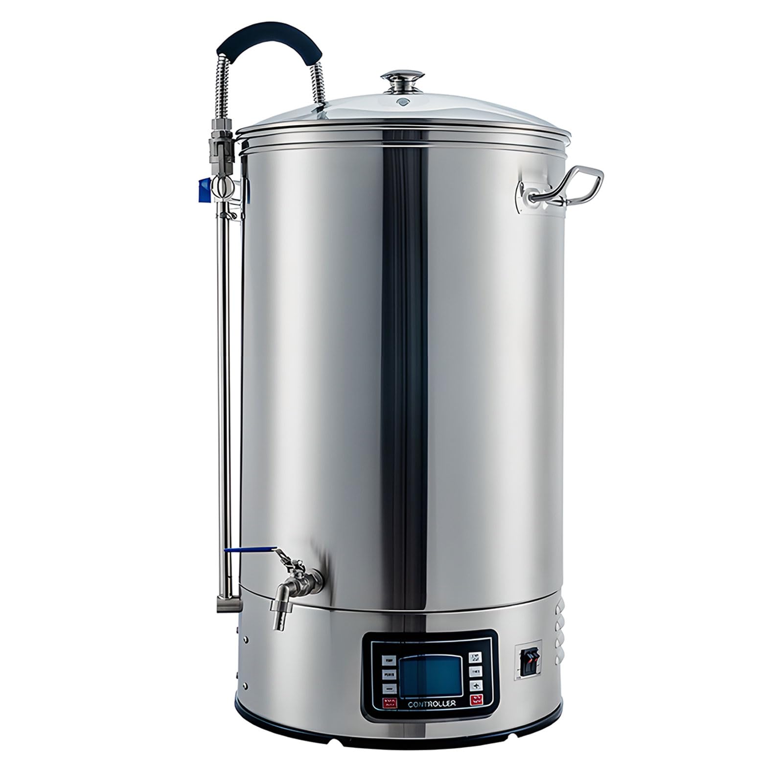 Sistemi di Birrificazione Elettrici, Birrificatore con Pannello Modalità Automatica/Manuale, Dispositivo di Bollitura del Malto 2500W, Temperatura 25-100℃, Timer 1-180 Min, Pompa (Deluxe Edition 30L)