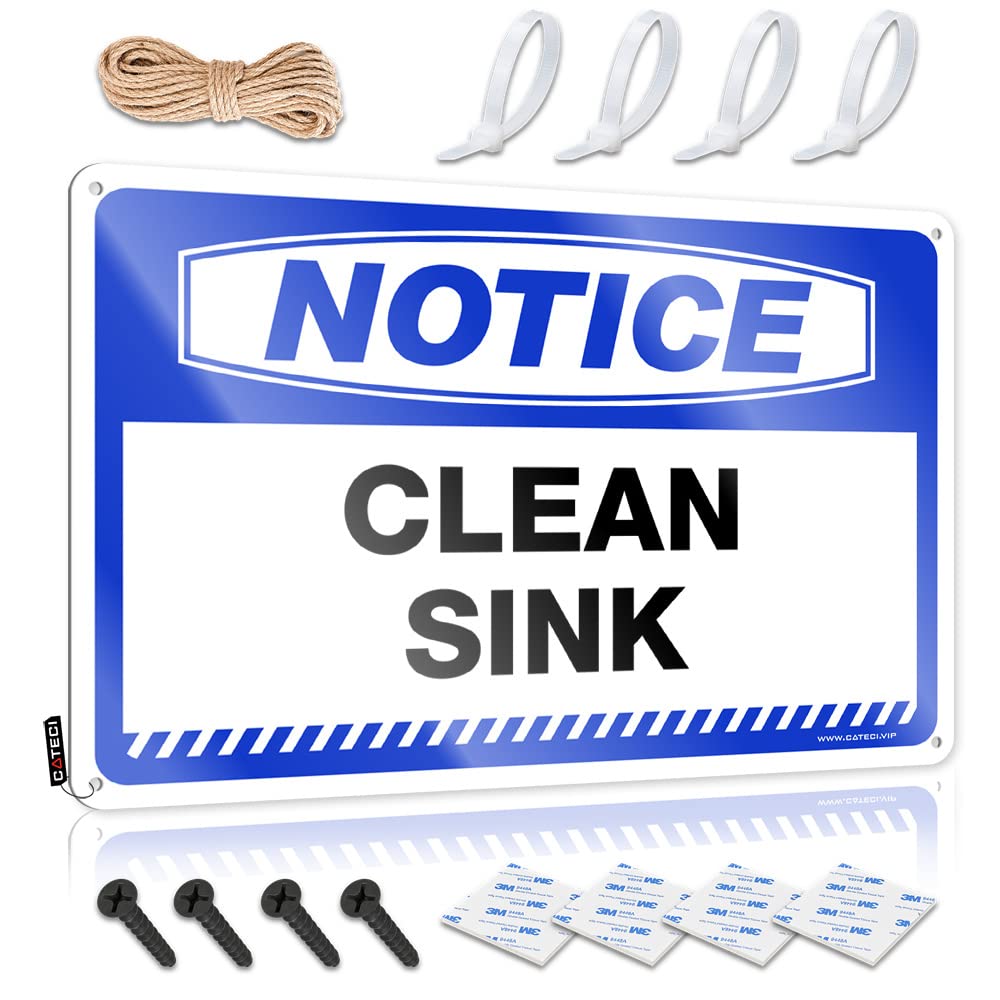 HELIOFORGE Tin Signs For Bar Notice Clean Sink Tin Sign Man Cave Rules Man Cave Sign Decor(30X40CM)