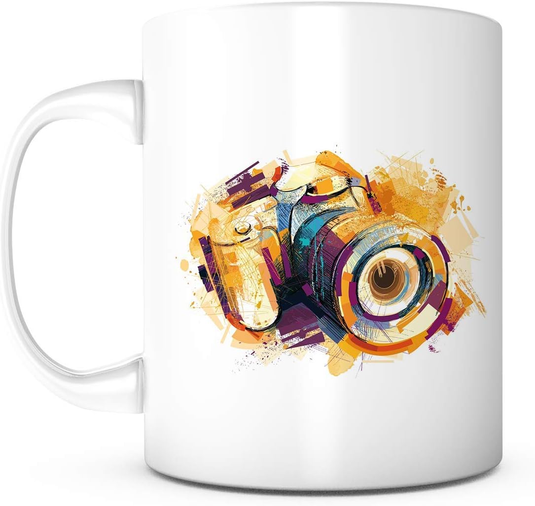 Camera-11 Ounce White Ceramic Mug, Unique Gifts For Men or Women Him Her, Gift Idea For Photographer Mom Dad Kids Son Daughter Husband Wife Boss Friend Teacher, Novelty Gift