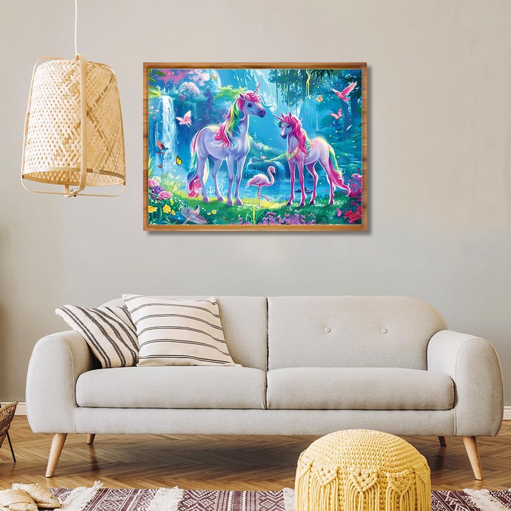 200 Pieces Jigsaw Puzzles for Adults and Teens and Kids Family Happy Games Princess Unicorns World for Girls (Unicorns' Rainbow Play)