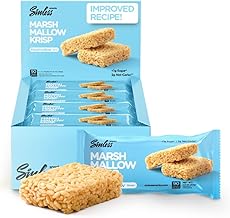 New Improved Recipe - Sinless Snacks Marsh Mallow Krisp - Perfect Keto Snacks - Delicious Gluten Free Low Carb Snacks - Marshmallow Keto Cereal Bars – Soft & Chewy Low Sugar – Less Than 1g - 8 Count