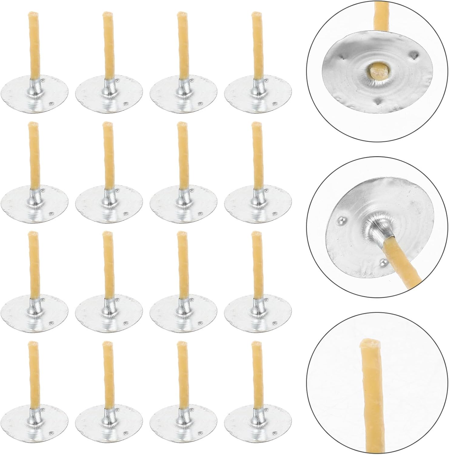 100pcs DIY Scented Candle Wicks with Metal Base, 2.5cm Beeswax Coated Cotton Core for Candle Making Supplies and Aromatherapy Crafting
