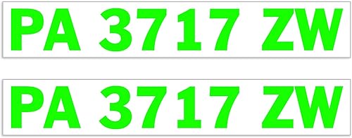 Miniatura 2 de VWAQ Juego de 2 calcomanías personalizadas, números de registro y letras, CVD6 (verde lima)