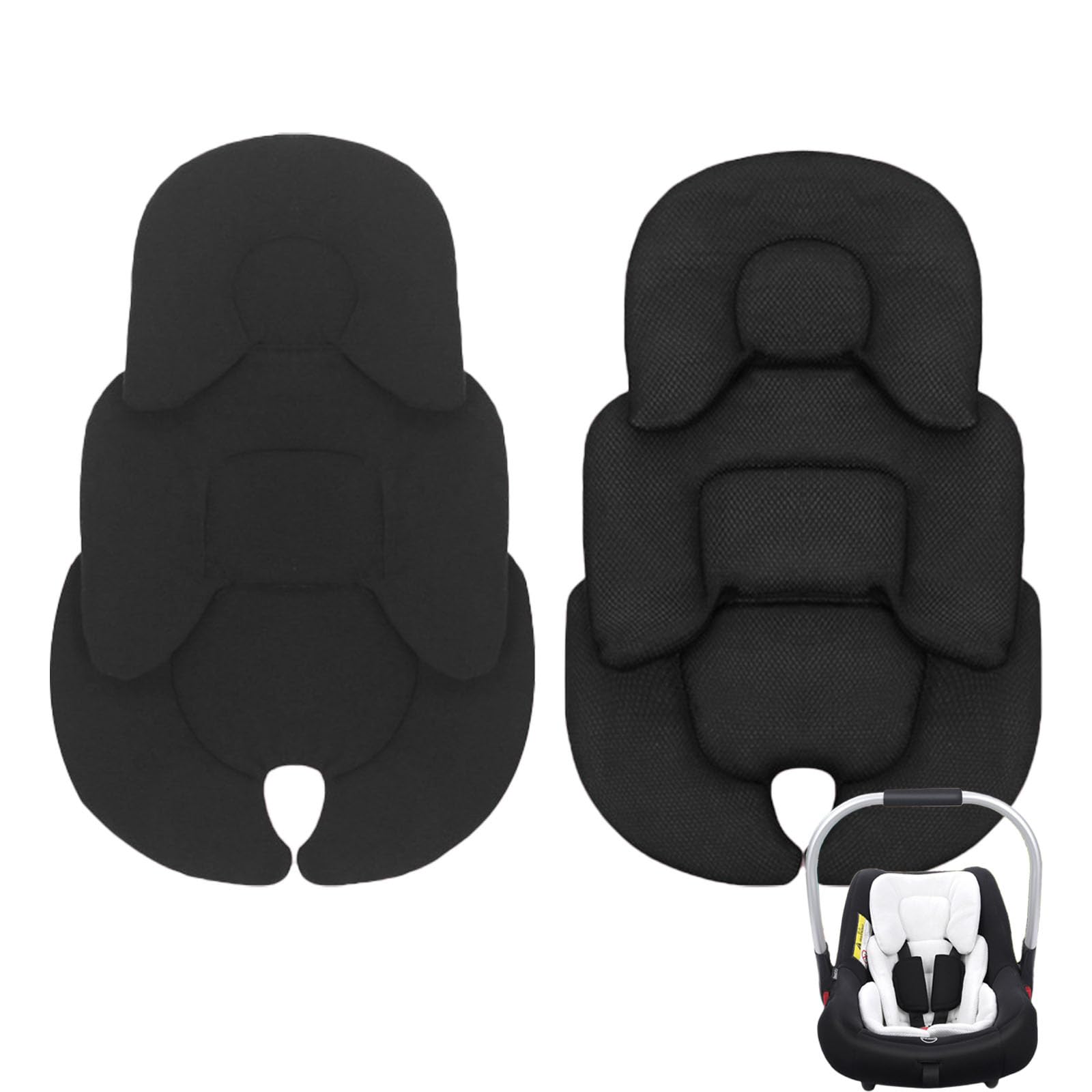 Liemuao Coussin de Siège Réversible pour Poussette, Coussin Réducteur de Siège Auto Confortable Sécurisé pour Tête et Corps, Coussin Soutien pour poussettes, nacelles et sièges Auto (Noir)