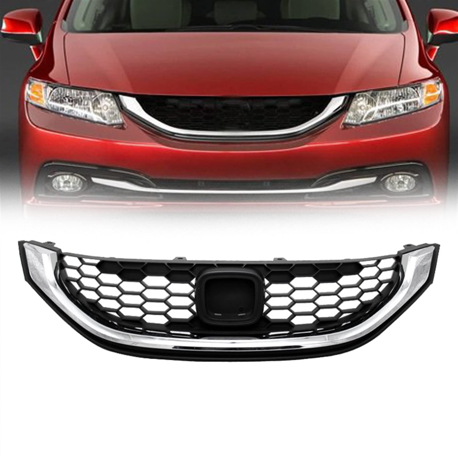 Calandre de maille Civic 2014 2015 : finition grille de pare-chocs ABS