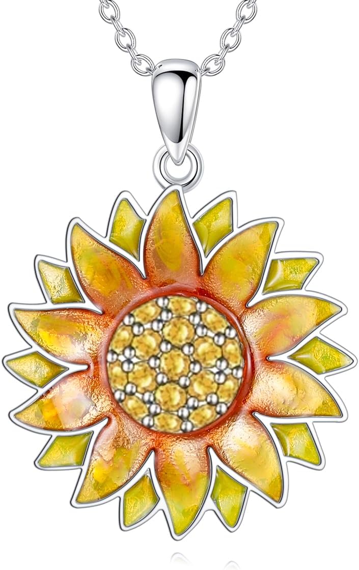 925 Sterling Silver Tulip/Rose/Lotus/Sunflower/Daisy/Cherry Blossom Necklaces for Women Dainty Pendant Necklace Jewelry Birthday Christmas Gifts