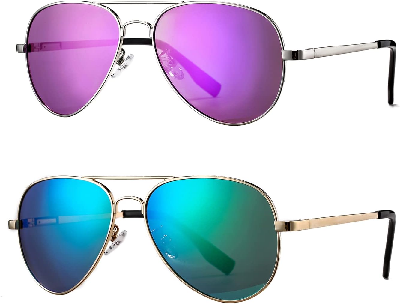 HJSTES Polarized Aviator Sunglasses for Women Men Classic Metal Shades Mirror Lens 100% UV Blocking, 58mm