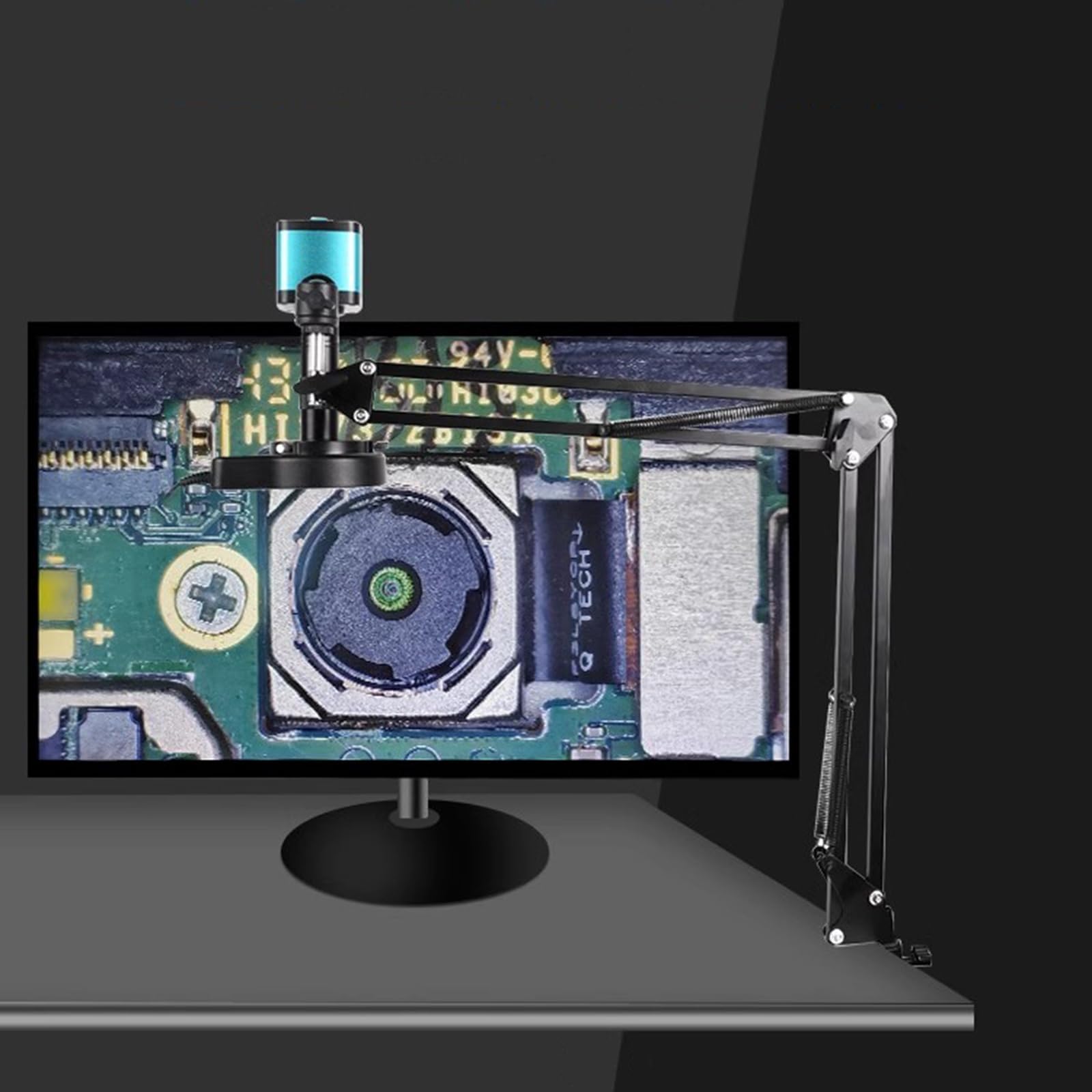 Microscopio De Soldadura 150X, Microscopio Digital Con Luz LED Anular Y Mando a Distancia, Cámara 4K 16MP Ultra HD, Compatible Con Grabación De Vídeo, Para Mantenimiento Industrial Y Tasación De Joyas