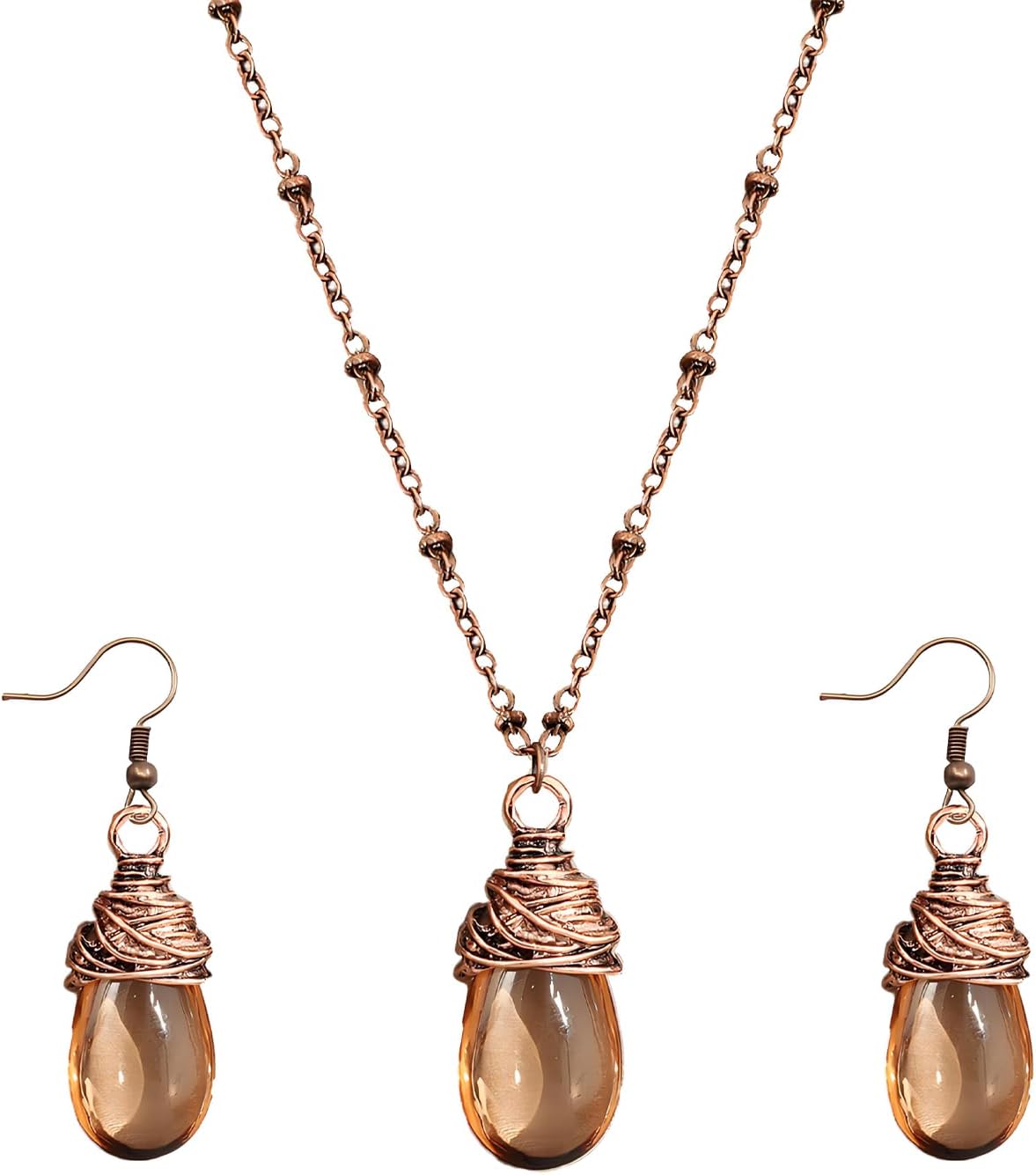 Boho Brown Jewelry Set for Women Chunky Purple Resin Teardrop Necklace and Earrings Set Vintage Gold Acrylic Dangle Earrings Bohemian Western Style Jewelry Gift