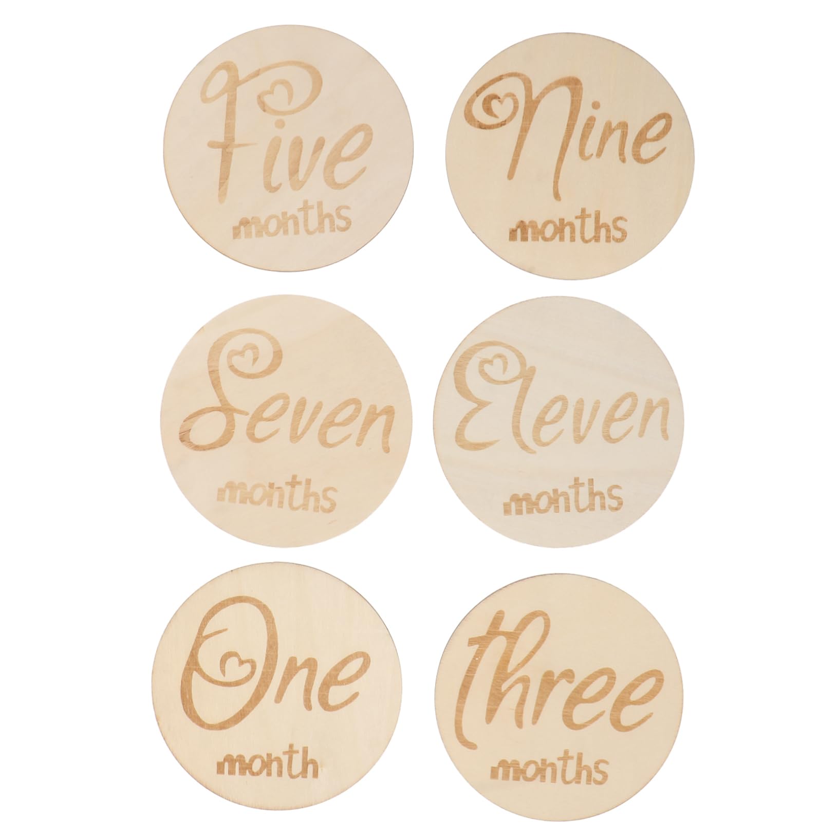 HEMOTON Wood Milestone Cards Set Monthly Milestone Discs Wood Friendly for Newborn Photography