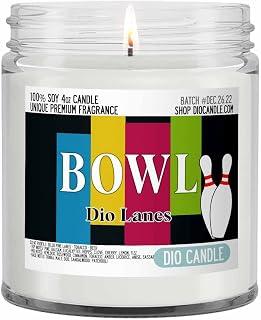 Bowling Scented Candle - Smells Like Oiled Pine Lanes - Tobacco - Beer - 100% Naturally Vegan Soy and Premium Fragrance | Great Gift | Handmade in Denver, Colorado (4oz Glass Jar)