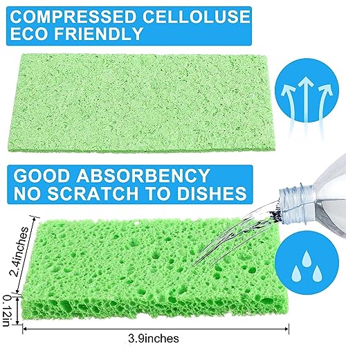 Image of Zhengmy 200 Pieces Sponges Bulk Sponges Kitchen Compressed Sponge Natural Dish Sponge Compressed Wood Pulp Cleaning Without Scratching for Kitchen Bathroom, 3.9 x 2.4 x 0.12 Inch (Multicolor)