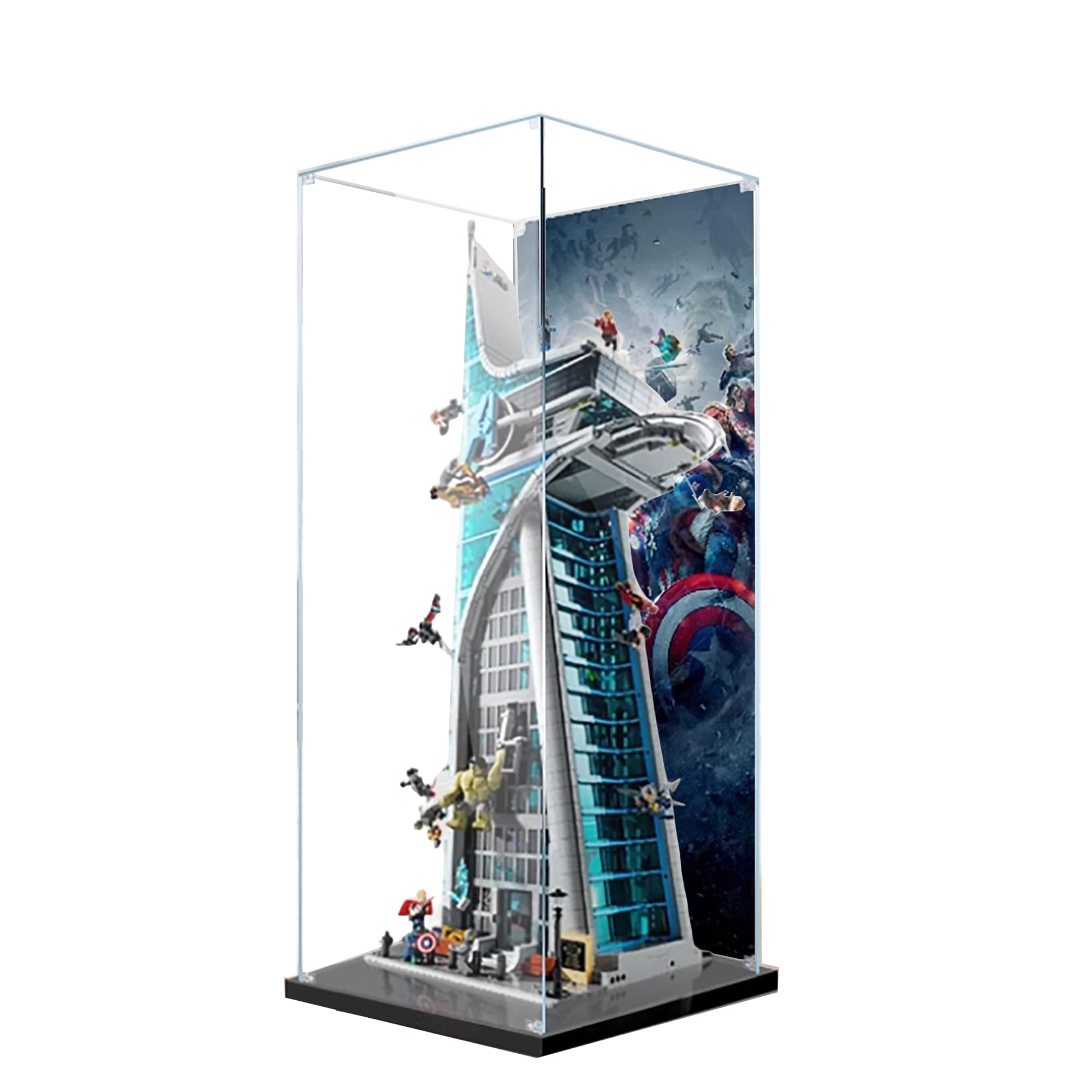 Acrylic Display Case for Lego 76269 Avengers Tower Model, 3mm Dustproof Display Box, Display Case Compatible with Lego 76269 (Model Not Included) (Background 3MM)