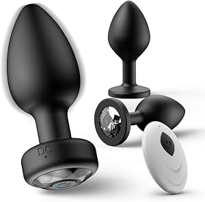 Oreyurt Plug Anal Vibratorio – Kit de entrenamiento de tapones de silicona con control remoto, 10 modos de vibración, masajeador de próstata para adultos – Negro
