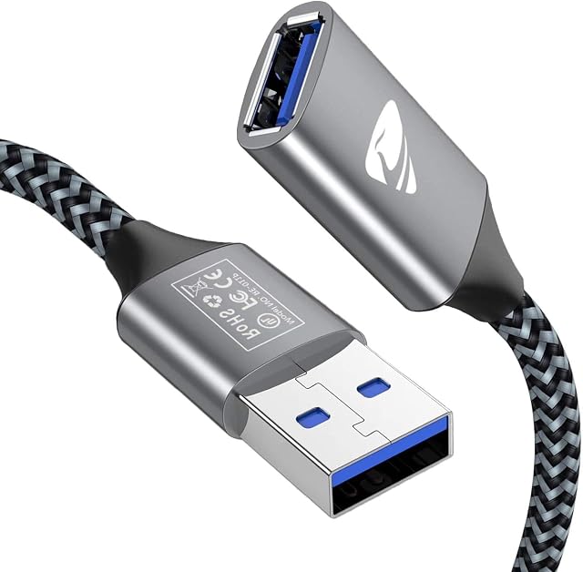 USB 3.0 Extension Cable, 3M USB 3.0 A Male to A Female Nylon Extension Lead High Speed for Hard Drive, Scanner, Card Reader, Keyboard, Printer, Charging Cables