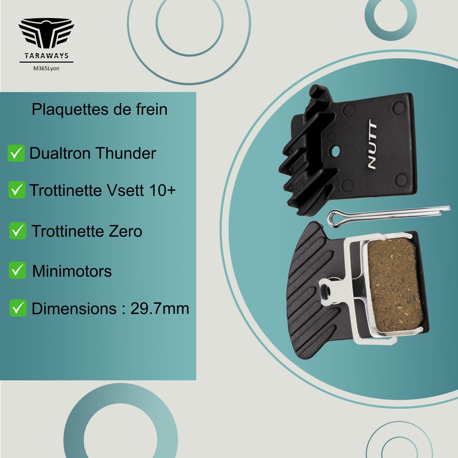 Pastillas de freno Nutt ventiladas compatible con patinete Dualtron Thunder/Vsett 10+ / Zero/Minimotors