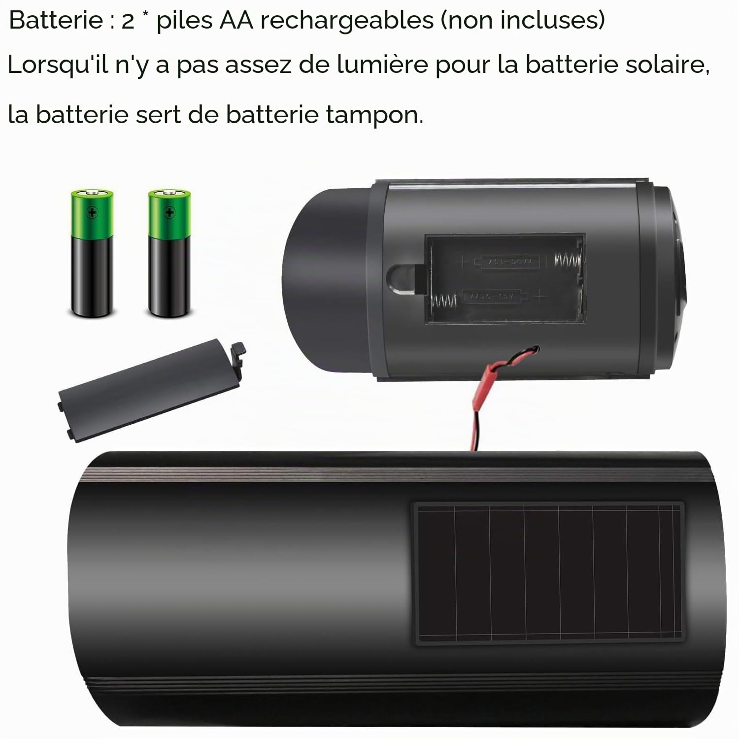 ERWEY 2 pièces Caméra Solaire LED Flash caméra virtuelle, caméra de sécurité Solaire CCTV analogique Surveillance virtuelle caméra de sécurité, Noir