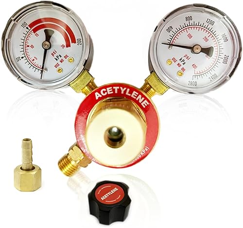 Miniatura 6 de Dual Welding Gas Gauges, Oxygen (CGA-540) Acetylene (CGA-200) Regulators Combo (2 PCS), Full Brass Kit for Portable Tanks Compatible with Victor
