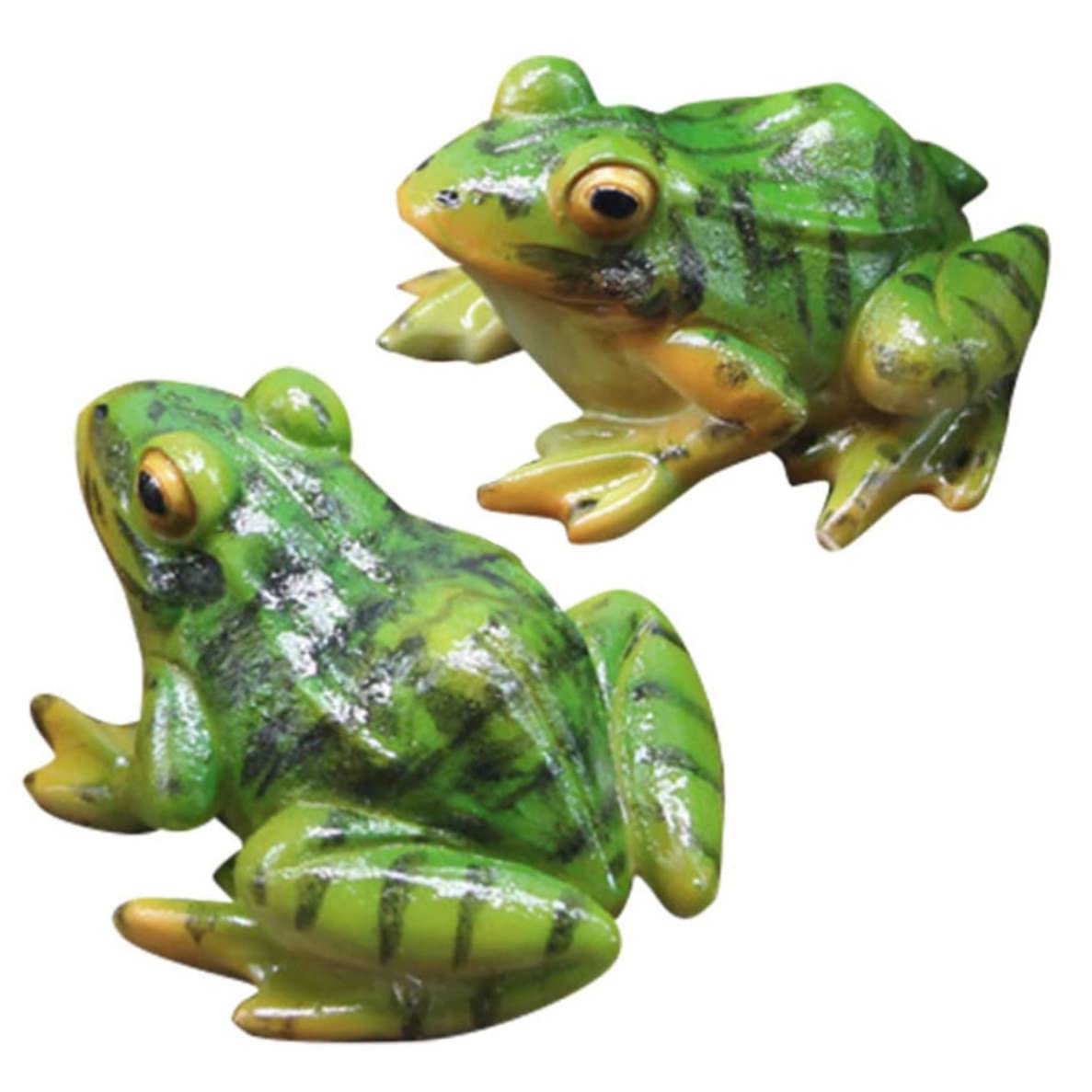 Vistnale Frog Statue Pond Resin Frog Figurine Craft Ornament Fairy Garden Micro Landscape Decoration for Plant Pot 2PCS|Landscape decoration
