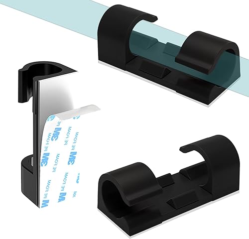Miniatura 9 de 60 piezas de clips para cables transparentes con adhesivo de 3M, soportes de cables debajo del escritorio, gestión de cables para pared, coche,