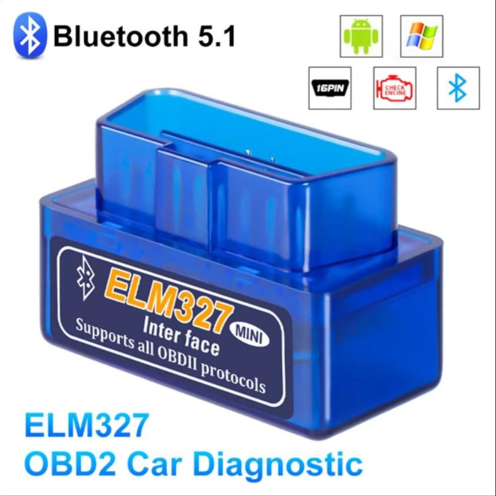 Mini ELM327 Diagnostica Auto Bluetooth 2.0 - Facile Connessione Smartphone, Supporto OBD2, Compatibile con Veicoli a Benzina dal 1996. Test Diagnostico Efficace e Veloce compatibile IOS Android