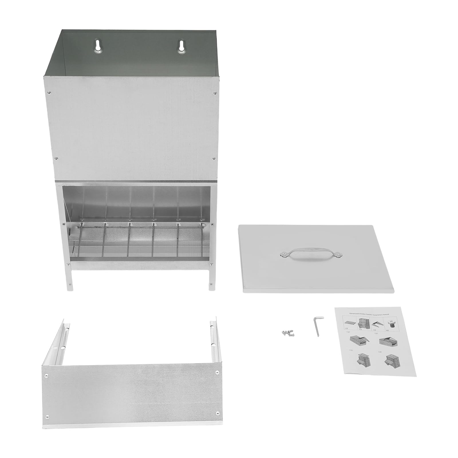 Alimentador de aves de corral de 25 L, 35 x 26 x 54,5 cm, comedero automático para pollos, gansos y patos