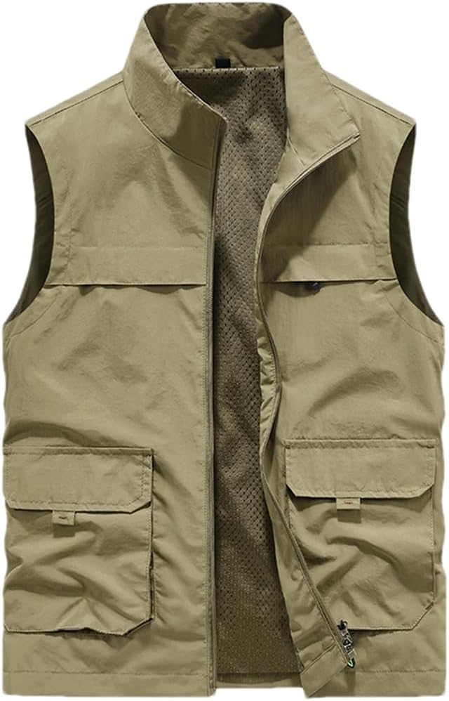 Hdhdeueh Men's Outdoors Waistcoat Camping Photography Vest Coat Fishing Climbing Work Sleeveless Biker