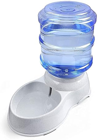 AMULAKH Plastic Cheap Drinking Plastic pet Dog Water Bottle Pet Water Self-Dispenser Animal Automatic Gravity Water Drinking Fountain Bottle Bowl Dish Stand Press Feeding Pet Supplies(3.5L)