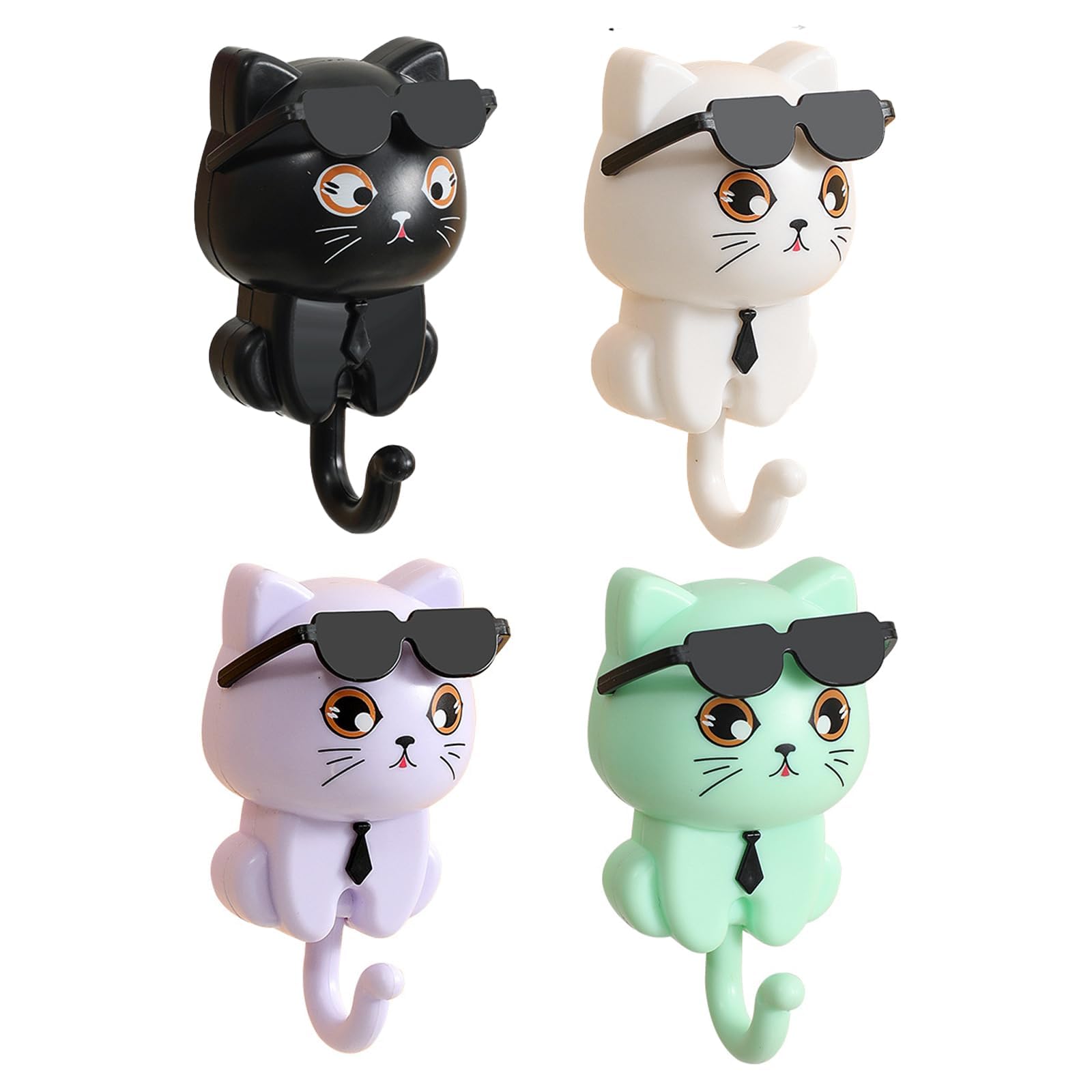 Crochets muraux autocollants chat x4 télescopiques pour chambre enfant