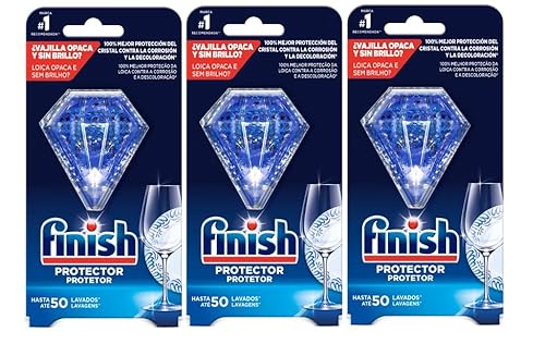 Finish Protector Lavavajillas - Protección del cristal y los colores de la vajilla, 3 unidades, hasta 150 lavados