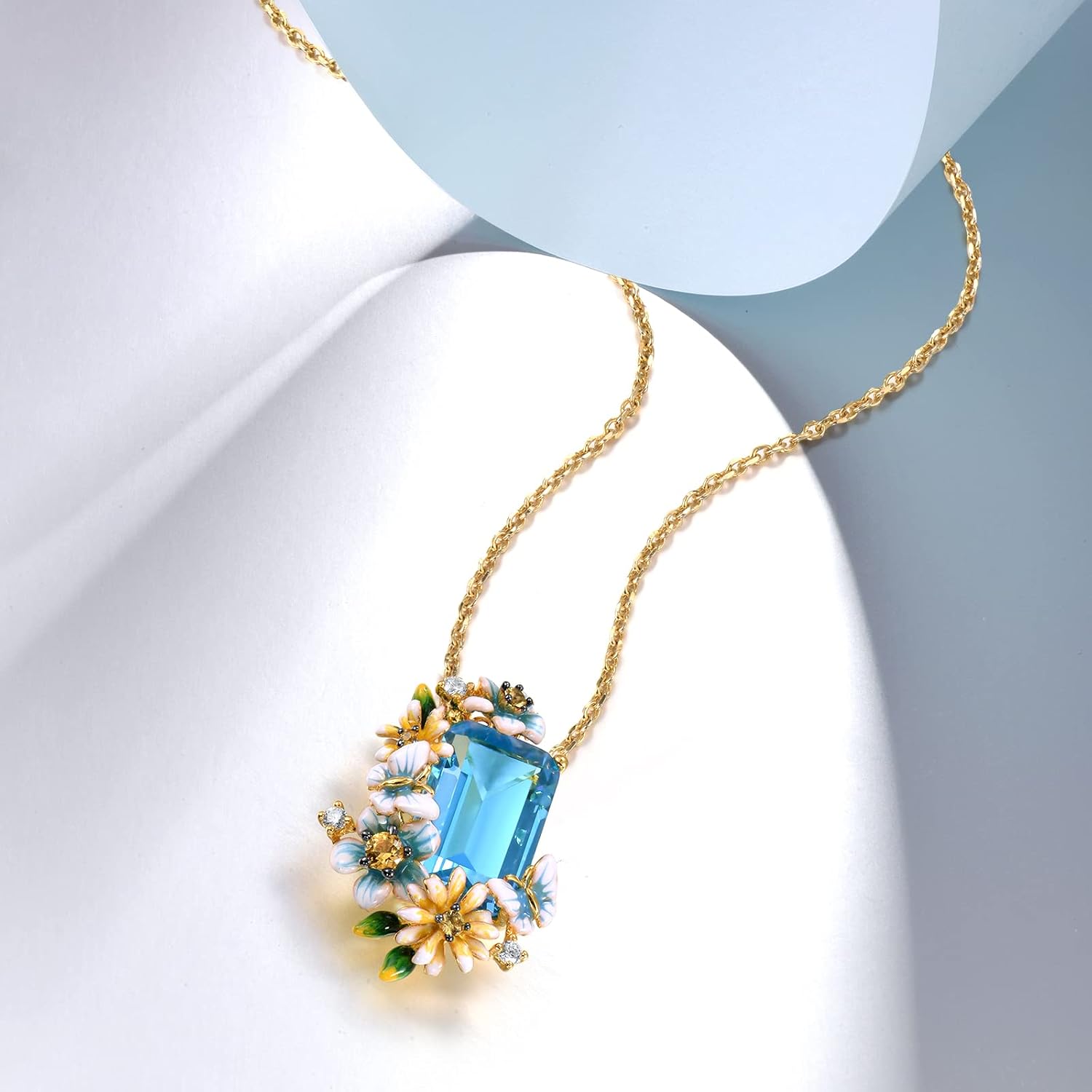Santuzza 925 Sterling Silver Handmade Enamel Flower Pendant for Women