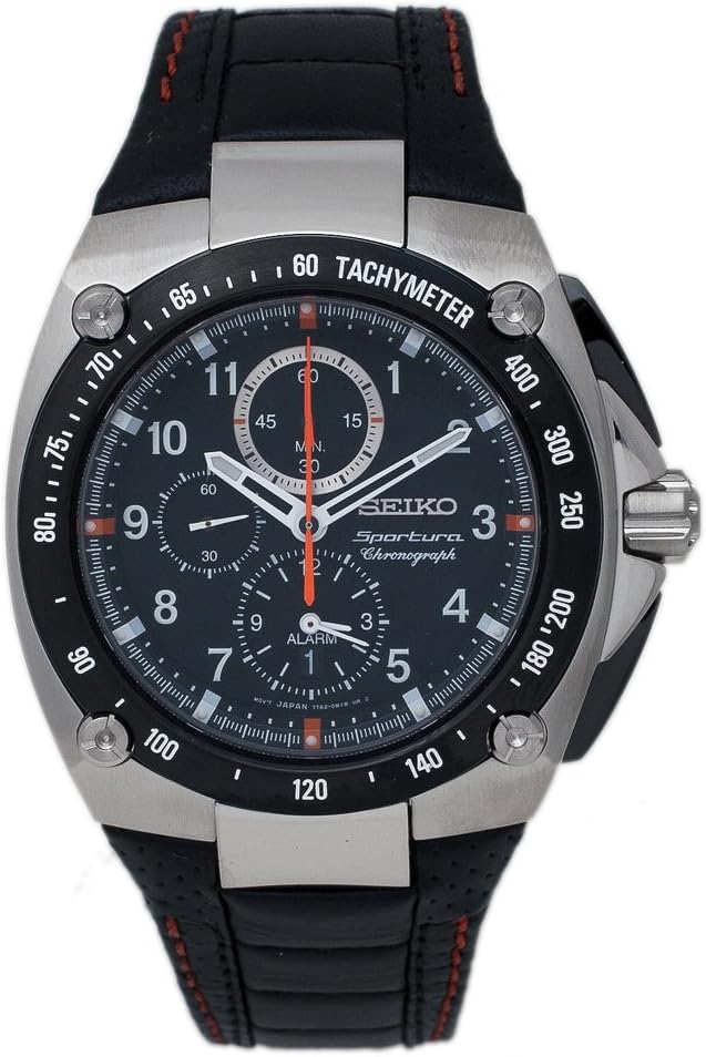 Seiko sportura Mens Analogue Quartz Watch with Leather Bracelet SNAD23P2